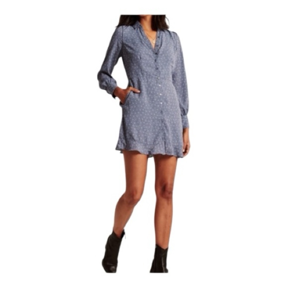 Abercrombie & Fitch Ruffle Hem Elevated Mini Shirt Dress Size Medium